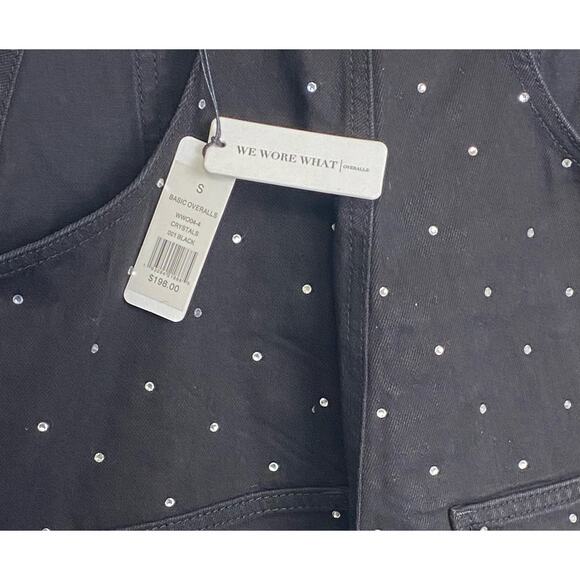 WEWOREWHAT Basic Crystal Embellished Black Overalls NEW Size Small - Picture 8 of 12